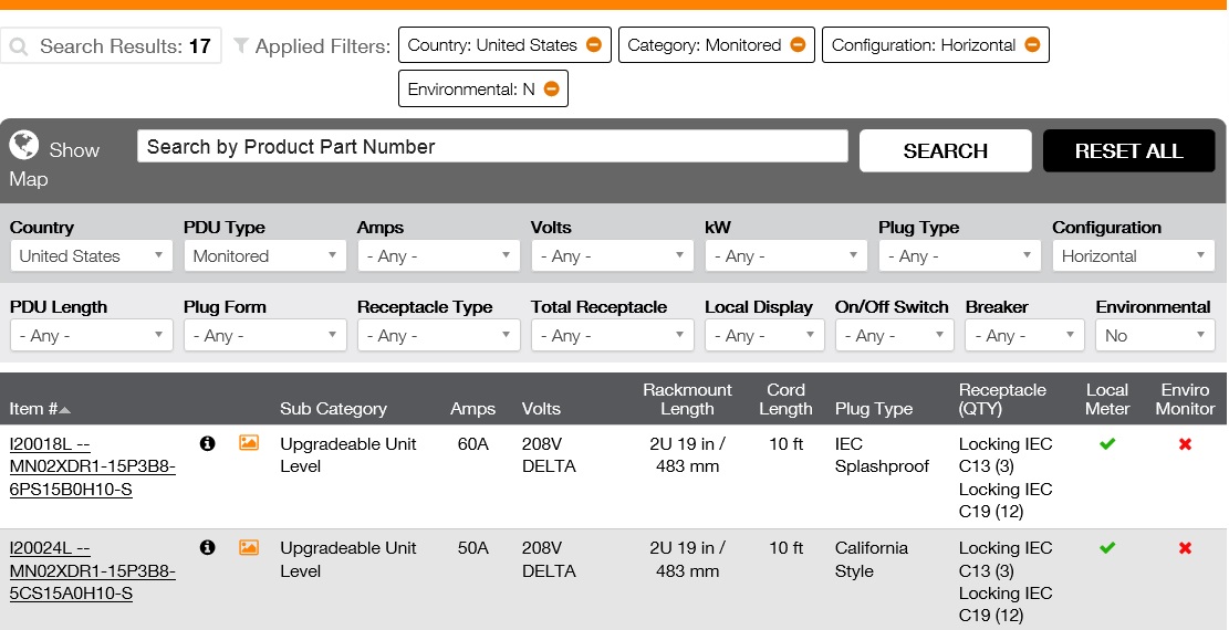 PDU Finder Results